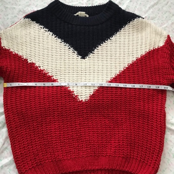 Urban Heritage Cable Knit Pullover Sweater Top S Dark Navy Blue Red White - Picture 7 of 10
